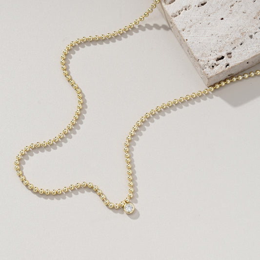 Collier Luna avec un seul diamant zircone