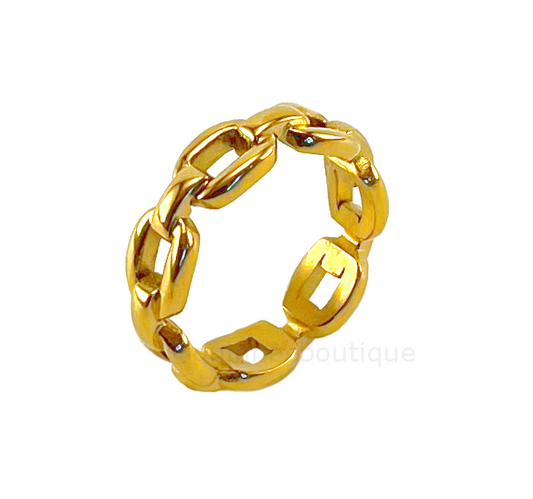 Saturne Chunky link chain ringur - 18k forgylt