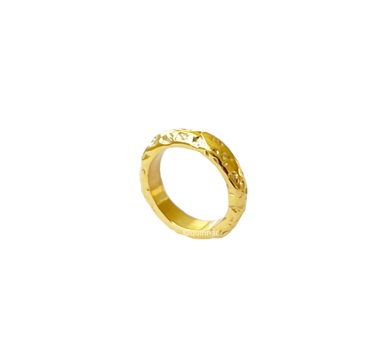 316L Hammered ringur - 18k forgylt