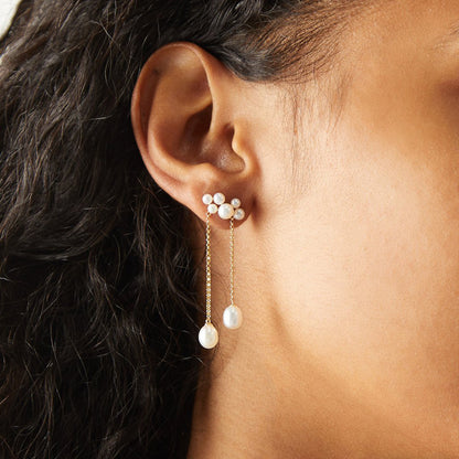 Double-drop pearl earrings