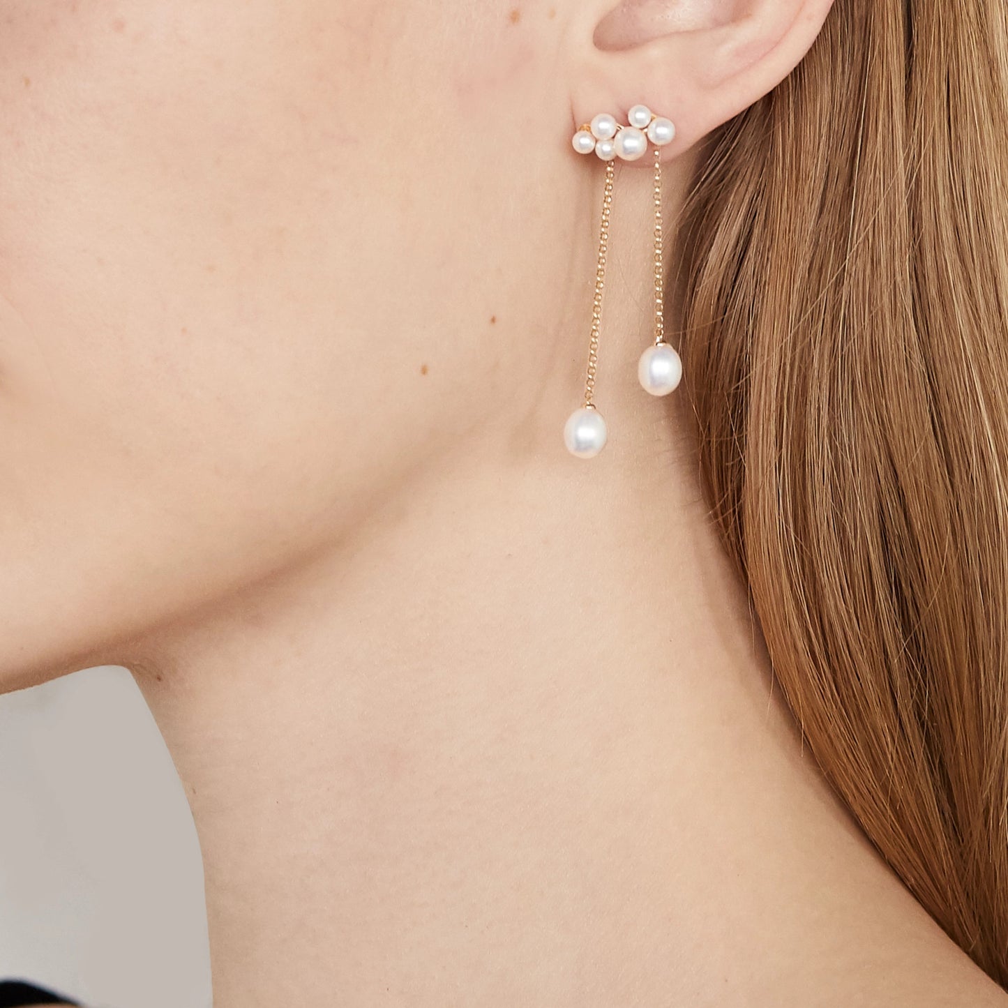 Double-drop pearl earrings