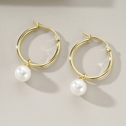 Perla Hoop Earrings with Shell Pearl