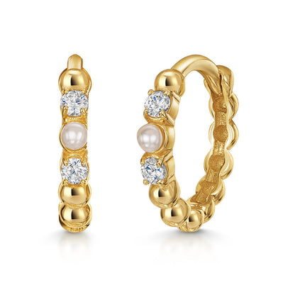 Luna Hoop earrings with zirkonia diamonds and pearls