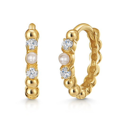 Luna Hoop earrings with zirkonia diamonds and pearls