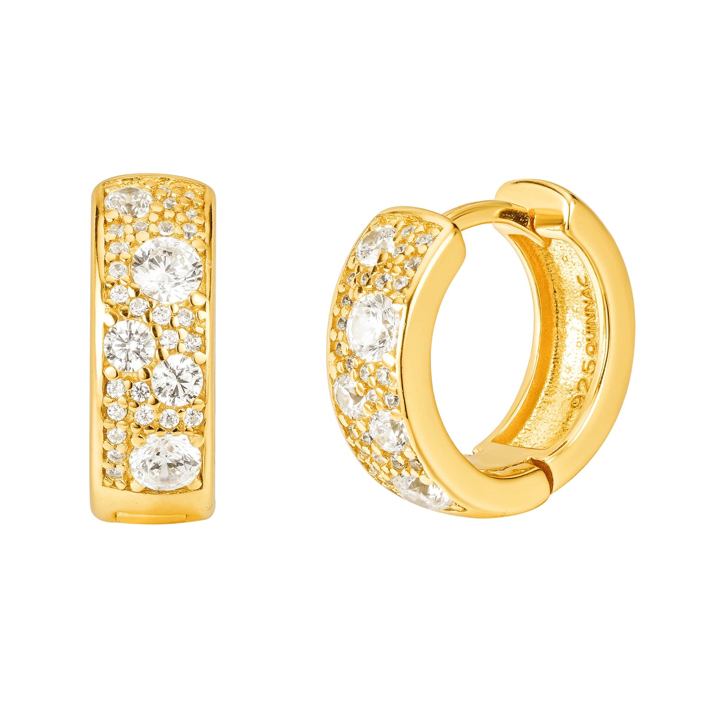 Hoop earrings with zirconia diamonds