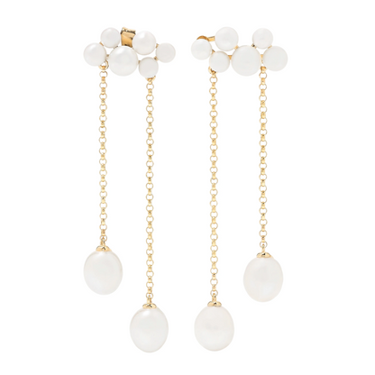 Double-drop pearl earrings